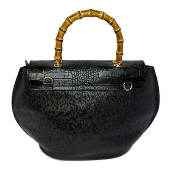 Solo Perché Italy Nove Croc Emboss Leather Purse Handbag Designer Womens - Picture 2 of 9